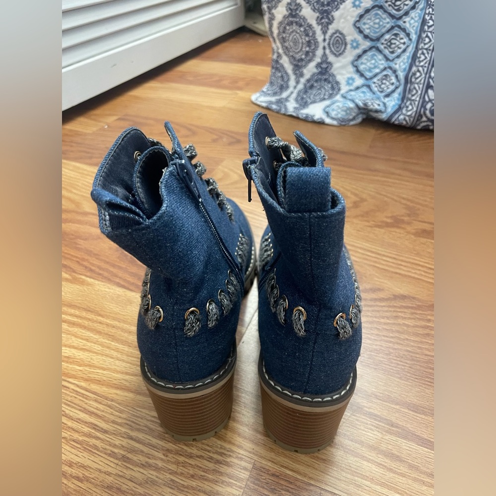 Blue denim ankle boots #ankleboots